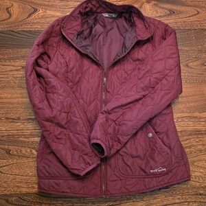 Eddie Bauer Quilted Light Weight Puffer Jacket Women’s Size Large. Burgundy